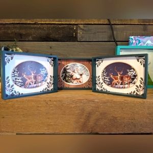 🚨 $5 w/Bundle 2+Items 🔥 Set of 3 Deer in Snowy Woods Signs Decor NEW